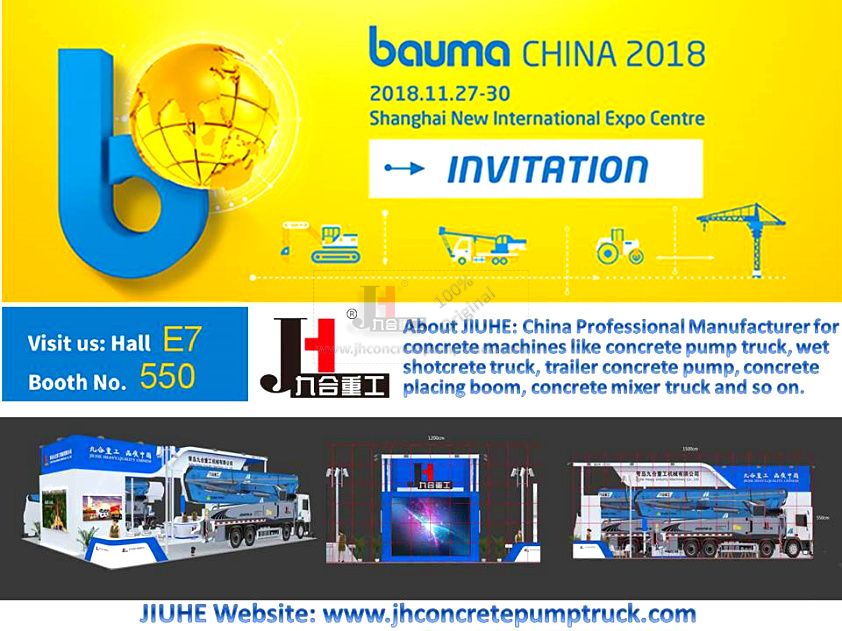 Nov 27-30, 2018 at Shanghai, China: JIUHE will attend Bauma 2018 Expo at Hall E7 Standd 550.